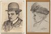 A PAIR OF CHARCOAL PORTRAIT DRAWINGS, EARLY 20TH CENTURY
