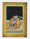 SHIVA AND PARVATI SEATED AGAINST A BOLSTER, JAIPUR RAJASTHAN INDIA, 19TH CENTURY