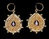 A PAIR OF BYZANTINE GOLD EARRINGS WITH PEARLS AND AMETHYST, CIRCA  6TH-7TH CENTURY AD