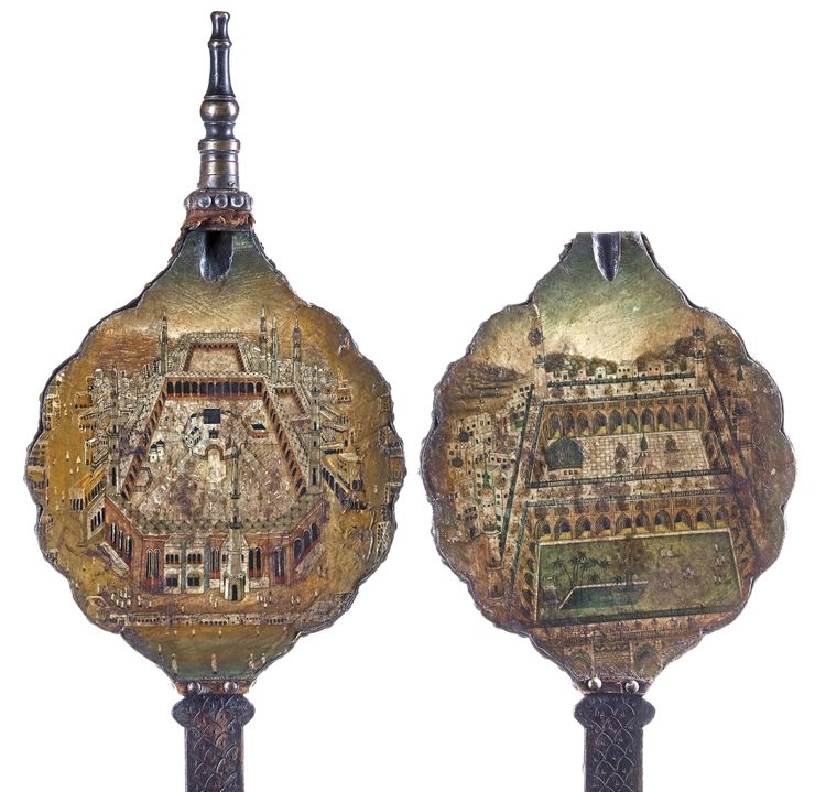 TWO INDIAN PANELS DEPICTING THE KABAA AND THE HOLY MOSQUE IN MEDINA,19TH CENTURY