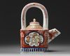 A JAPANESE IMARI-ARCH-HANDLES TEAPOT AND COVER, 19TH CENTURY