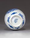 A Chinese blue and white ribbed  jar