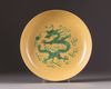 A Chinese yellow-ground 'dragon' dish