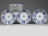 EIGHT JAPANESE BLUE AND WHITE ARITA DISHES
