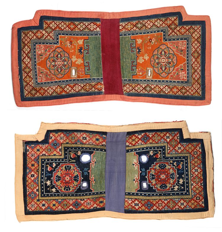TWO TIBETAN HORSE SADDLE COVERS, 20TH CENTURY