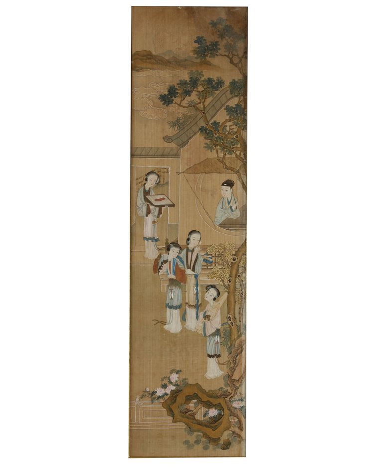 A Chinese painting of ladies and a scholar