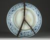 A Chinese blue and white 'floral scroll' charger
