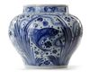 A CHINESE BLUE AND WHITE YUAN-STYLE BALUSTER 'FISH' JAR, CHINA, QING DYNASTY (1644-1911)