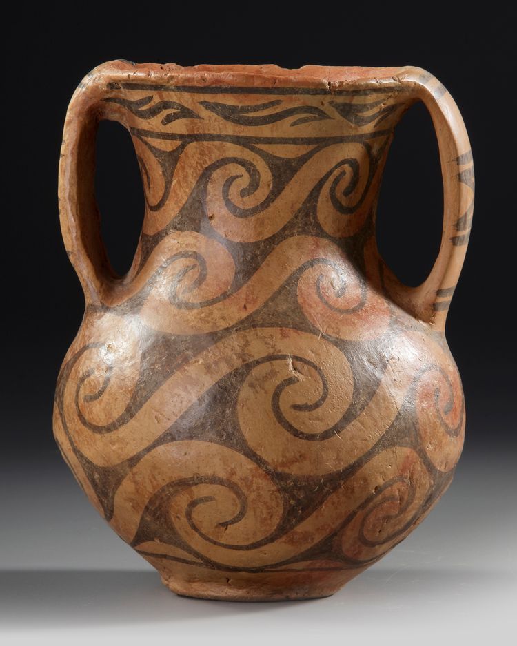 A CHINESE PAINTED POTTERY JAR, NEOLITHIC PERIOD, BANSHAN CULTURE, GANSU PROVINCE, 3RD MILLENNIUM BC OR LATER