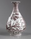 A CHINESE UNDERGLAZE COPPER-RED 'THREE FRIENDS OF WINTER' PEAR-SHAPED VASE, YUHUCHUNPING