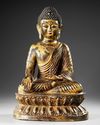A  LARGE SINO-TIBETAN GILT BRONZE SEATED BUDDHA, 19TH CENTURY