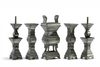 A Chinese five-piece paktong altar set