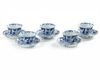 FIVE CHINESE BLUE AND WHITE CUPS AND ELEVEN SAUCERS, 19TH CENTURY