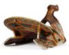 A LACQUERED AND BONE DECORATED WOOD SADDLE, UZBEKISTAN, 19TH CENTURY