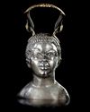 A SILVER BALSAMARIUM WITH THE BUST OF A YOUNG AFRICAN, 1ST CENTURY AD