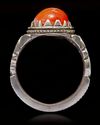 AN AGATE SEAL SILVER RING