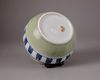 A Chinese celadon-ground blue and white jar