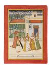 INDIAN MINIATURE PAINTING, 19TH CENTURY – A HOMECOMING IN THE MONSOON RAIN