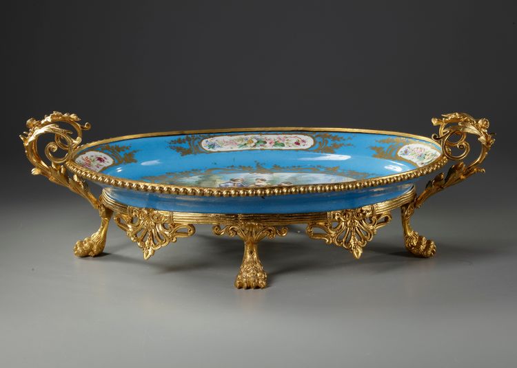 A LARGE 'SEVRES' PLATE, 19TH CENTURY