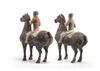 A pair of Chinese painted grey pottery figures of equestrians