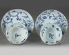 Two pairs of Chinese blue and white 'Three Friends of Winter' ogee bowls and plates