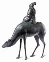 A LARGE CHINESE BRONZE CENSER MODELLED AS A DIGNITARY RIDING A DEER, MING DYNASTY (1368-1644)