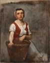 FRENCH SCHOOL, 19TH CENTURY, A MAIDEN CARRYING A BASKET, OIL ON CANVAS ON PANEL