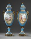 A PAIR OF SEVRES STYLE PORCELAIN VASES, LATE 19TH CENTURY