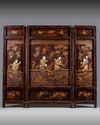 A JAPANESE WOODEN FOLDING SCREEN, MEIJI PERIODE (1868-1926)