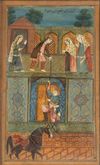 ZAL MEETS RUDABEH, SCENE FROM THE SHAHNAMEH