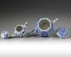 Two Chinese blue and white teapots and covers