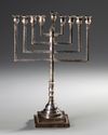A HAZORFIM STERLING SILVER MENORAH, EARLY 20TH CENTURY