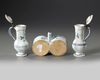 A FRENCH FAIENCE CRUET SET, LATE 18TH CENTURY