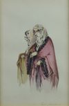 Lot of three watercolours representing various figures with English annotations: COUNT AMADEO PREZIOSI (MALTESE 1816-1882)