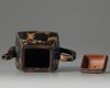 A Chinese black-and gilt decorated teapot