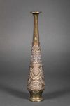 A FRENCH PAIR OF EMBOSSED BRASS VASES