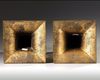 A large pair of Chinese gilt bronze archaistic square-section flaring vases, gu