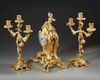 A FRENCH ORMOLU CLOCK SET, LATE 19TH CENTURY