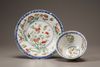 Two pairs of café-au-lait-ground famille verte cups and saucers