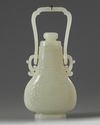A CHINESE WHITE JADE HANGING VASE AND COVER, QING DYNASTY (1644-1911)
