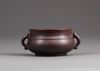 A Chinese iridescent maroon-glazed censer