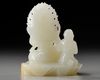 A CHINESE WHITE JADE 'GUANYIN AND ACOLYTE' CARVING, 20TH CENTURY