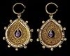 A PAIR OF BYZANTINE GOLD EARRINGS WITH PEARLS AND AMETHYST, CIRCA  6TH-7TH CENTURY AD
