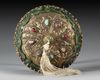 A CHINESE GILT-BRONZE SPINACH-GREEN JADE-INSET SCHOLAR'S MIRROR           
