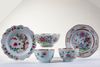 THREE CHINESE FAMILLE ROSE BOWLS AND TWO DISHES