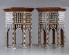Two wooden mother of pearl inlaid tables