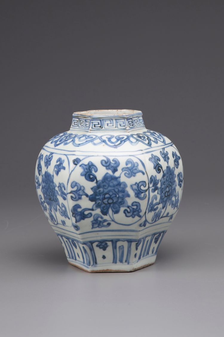 A blue and white vase