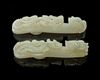 TWO WHITE JADE BELT HOOKS, 19TH-20TH CENTURY