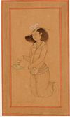 A PORTRAIT OF A KNEELING YOUTH, PERSIA, ISFAHAN STYLE, 19TH-20TH CENTURY