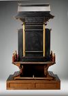 A LARGE JAPANESE BUDDHIST SHRINE, FOUR PARTS, IN THE SHAPE OF A TEMPLE, 20TH CENTURY